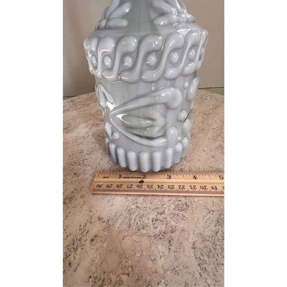 Vintage Fenton Blue Opalescent Hobnail Decanter with Stopper Vase Decor - Picture 8 of 13